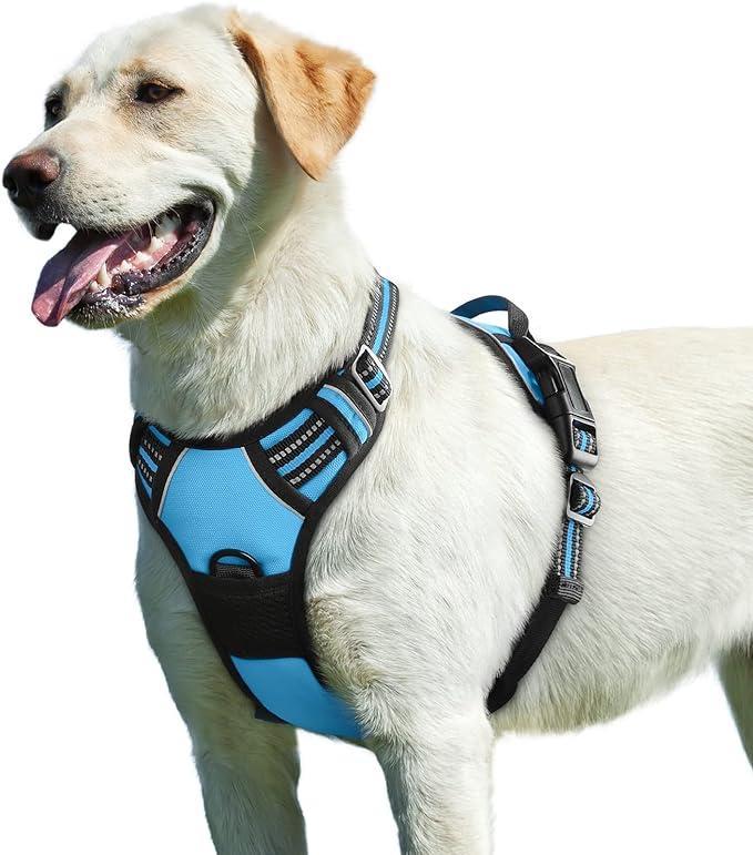 Light Blue, L , Dog Harness, Adjtable Reflective Anti-Pull Dog Harness, Easy to Put on, with Contr