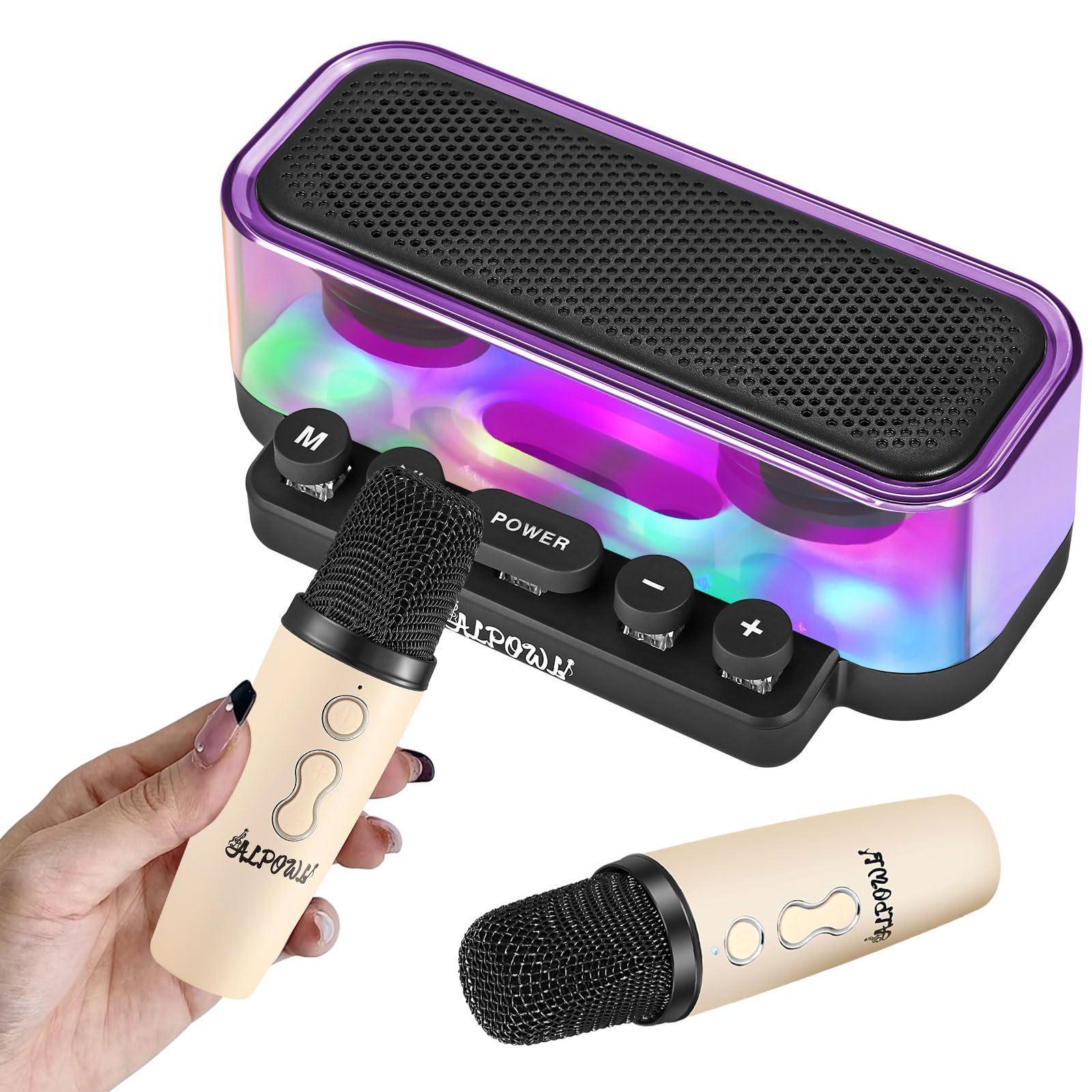 Z6 Mini Karaoke Machine for Adults Kids, Portable Bluetooth Speaker with 2 Wireless Microphones, Party Lights, Pefect Gifts, Karaoke Machine