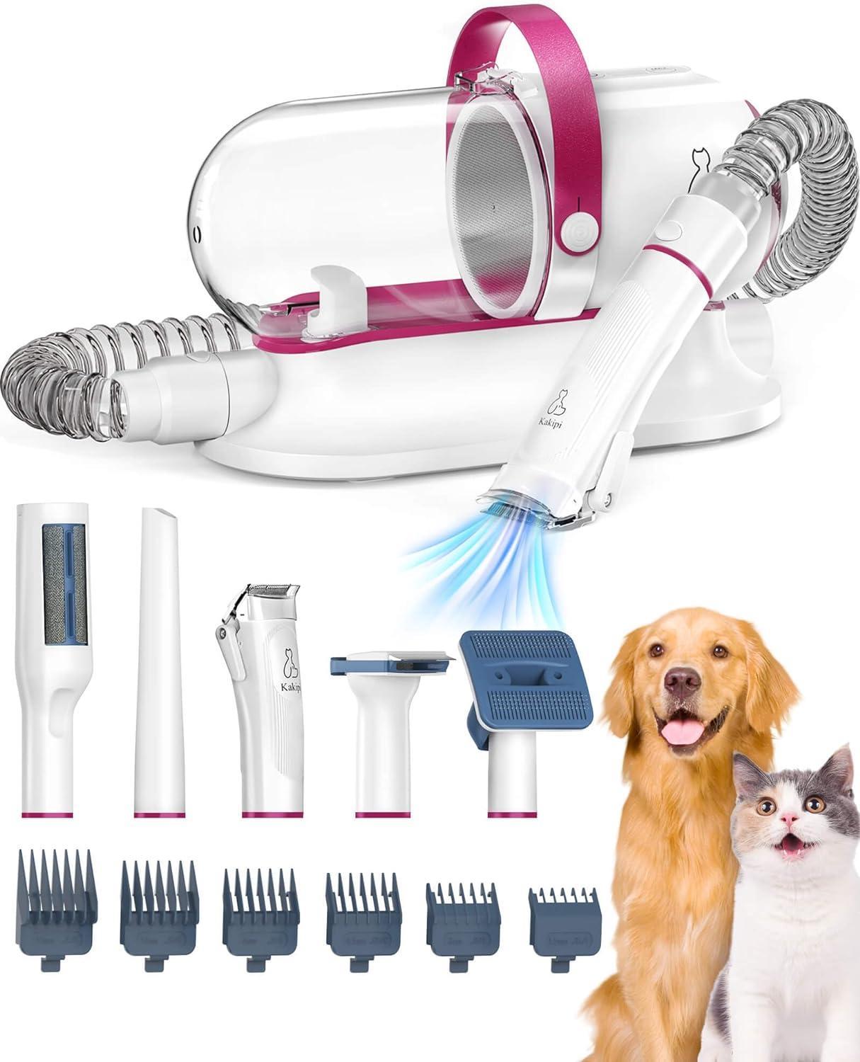 Dog Grooming Kit&Vacuum,6in1 Pet Grooming Vacuum with Shedding Brush,Dog Clippers,Dog Dryer,Cleaner,1.5L Dust Cup Pet Grooming Kit ,2 Filters