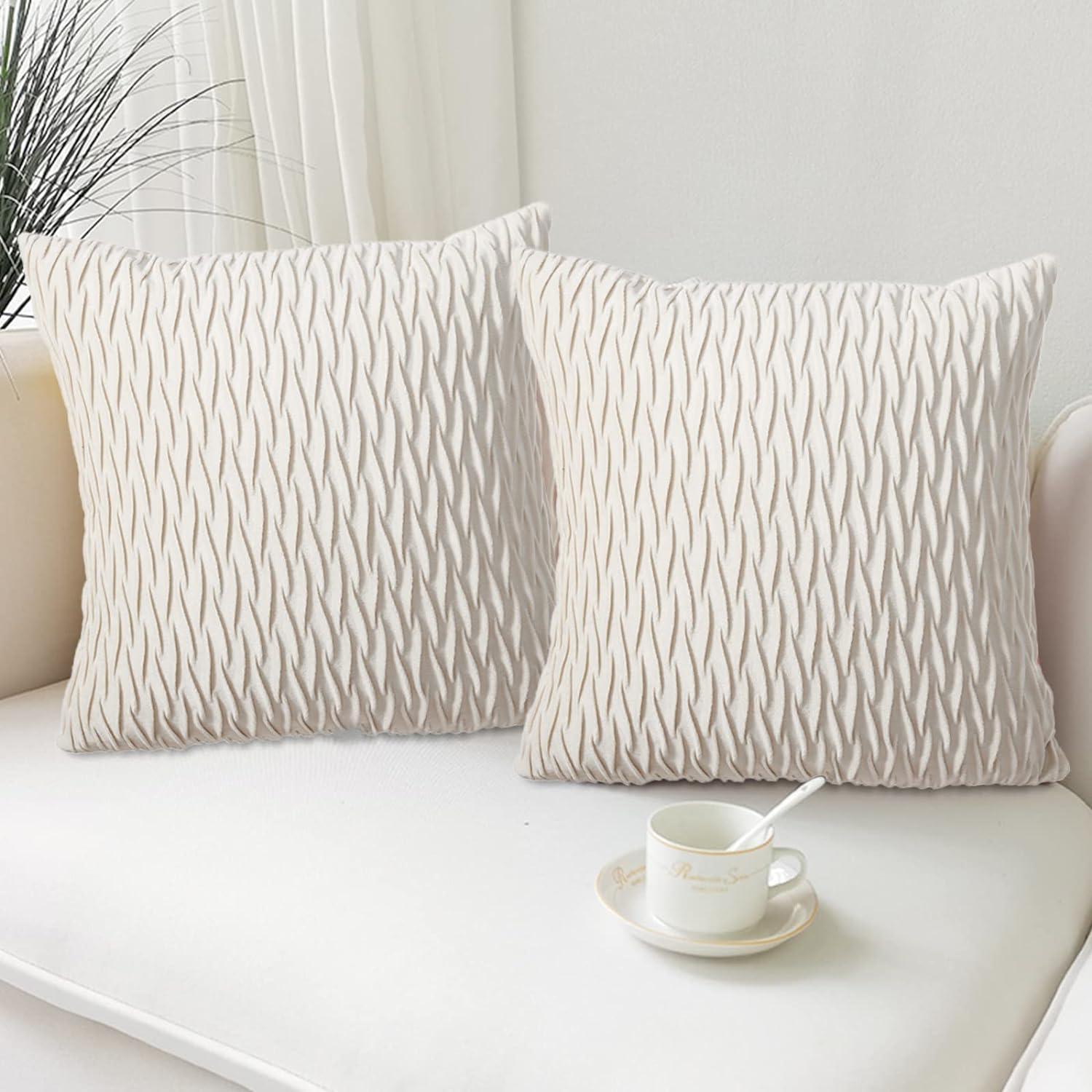Set of 2 Velvet Cushion Covers 45 x 45 cm Decorative Pillowcases with Hidden Zipper