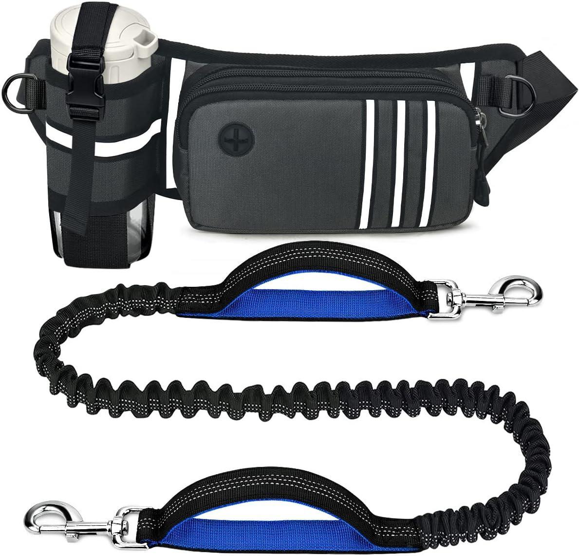 Hands Dog Leash, Elastic Shock Absorption Dog Jogging Belt with Adjustable Waist Bag Reflective