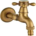 Brass Washing Machine Faucet with G1 / 2 Sink Spout - Antique Cross Handle Mop Faucet for Garden Sink (Bronze)