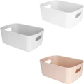 Shower caddies Plastic Storage Basket with Handles, Small Lightweight Storage Box Organizer Tray for Bathroom, Kitchen, (Set of 3)
