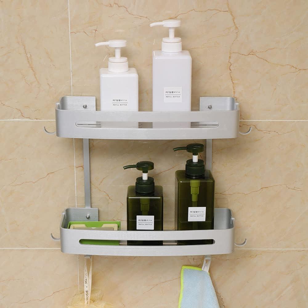 Shower caddies Shower Shelf Bathroom Shelf Rustproof Aluminum Storage Storage 2 Shelves for Shampoo Soap (Basket)