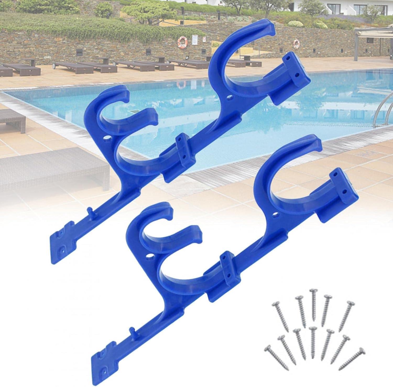 Pool Pole Plastic Holder Pool Hooks Leaf Rake Plastic Holder Tools Suction Hose (Blue)