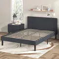 Advwin Bed Frame Double Size Mattress Base Upholstered Platform Fabric Grey