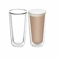 2x Tramontina Double Wall Glass Cup Mug Hot Cold Drink Coffee Latte Tea 330ml
