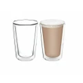 2x Tramontina Double Wall Glass Cup Mug Hot Cold Drink Coffee Latte Tea 330ml