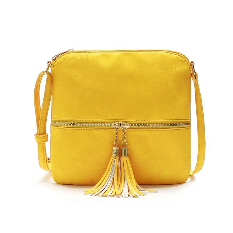 Strapsco Lightweight Medium Crossbody Bag with Tassel-Yellow
