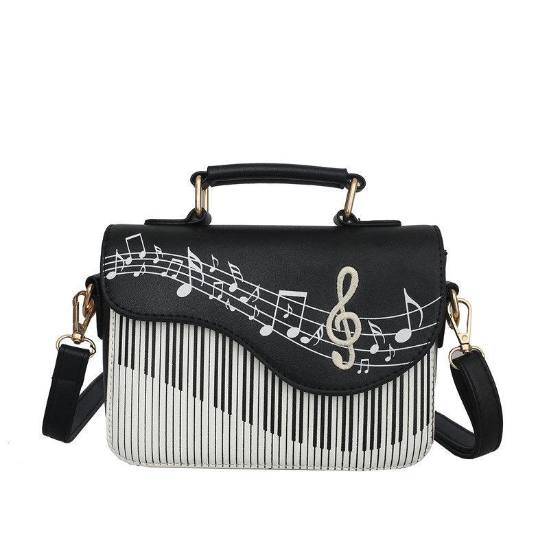 Strapsco Women Piano Music Notes PU Leather Clutch Crossbody Bag-Black