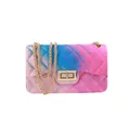 Strapsco Women Rainbow Jelly Purses Crossbody Bags With Chain (E, Small)