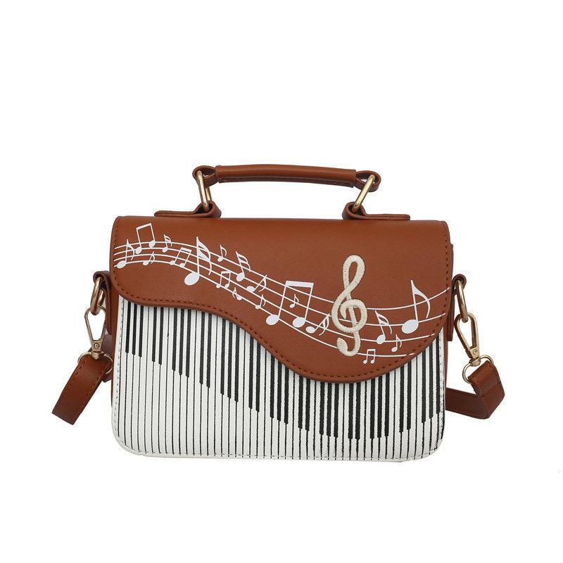 Strapsco Women Piano Music Notes PU Leather Clutch Crossbody Bag-Brown