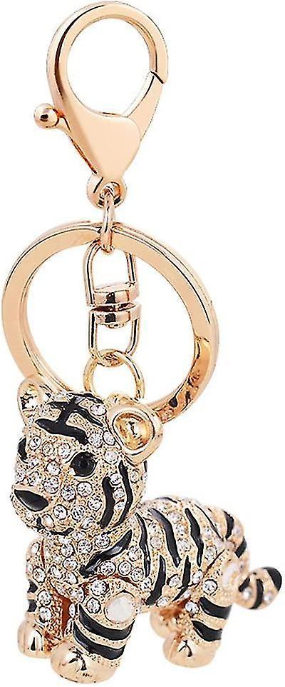 Keychain Keyring Cute Tiger Metal Bling Crystals Rhinestone Keyfob Charm Pendant For Handbags,keychain (glod) (1pc)