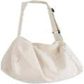 Women's Girls Canvas Messenger Bag, Shoulder Bag Shopping Bag Large Capacity Beige
