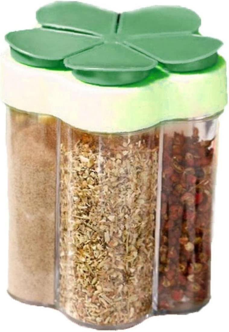 5 In 1 Salt And Pepper Shaker Plastic Spice Dispenser 5 Compartment Seasoning Jar Spice Containers With Lids For Cooking Bbq (green1pc)