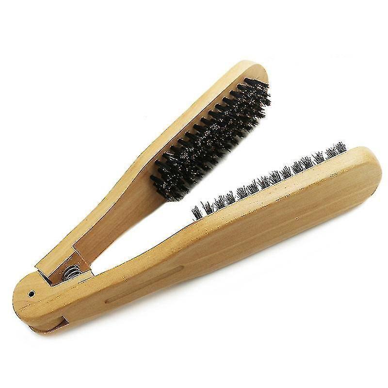 Hair Straightener, Hairdressing Comb Double Brush, Diy Salon Hair Straightener Wooden Anti-static Double Brush Comb (1 Piece, Primary Color)
