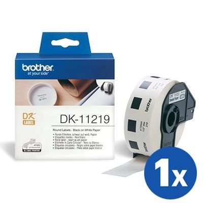 Brother DK-11219 DK11219 Original Black Text on White 12mm Diameter Die-Cut Round Paper Label Roll - 1200 labels per roll