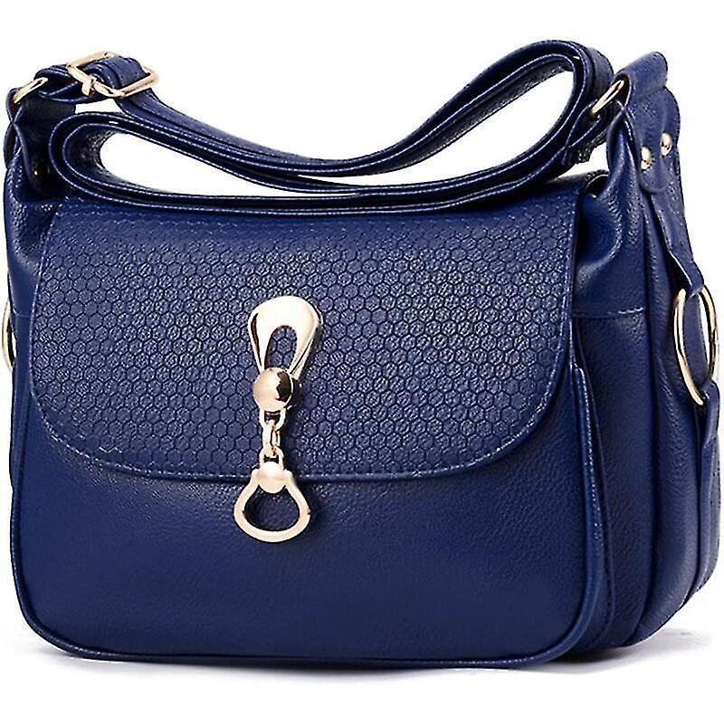 Women Pu Leather Crossbody Bag Multi-pocket Messenger Bags Handbag (blue) - Blue
