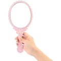 1 Pack Creative Retro Pattern Handle Makeup Mirror Portable Carry Lace Mirror Handheld Mirror Makeup Tool (pink) (1pcs)