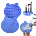 Silicone Makeup Brush Cleaning Mat, 2-in-1 Silicone Brush Cleaner, Dryer, Tray Brush, Portable