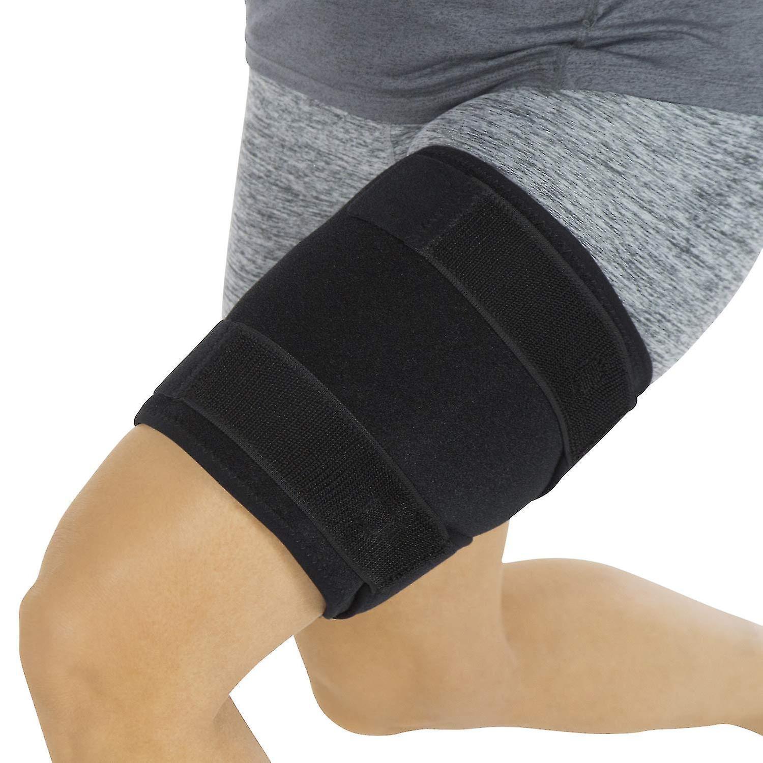 Thigh Brace - Hamstring Quad Wrap - Adjustable Compression Sleeve Support For Pulled Groin Muscle, Sprains, Quadricep, Tendinitis, Workouts, Sciatica