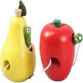 2pcs Wooden Lacing Apple Pear Threading Toys Early Learning Fine Motor Skills