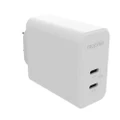 Mophie 67W Dual USB-C PD GaN Wall Charger - White, Compact Size, Up to 67W Fast