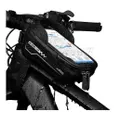 Bike Frame Bag, Waterproof Bicycle Front Top Tube Pouch Pannier Cycling Storage Bags Road Mountain Bike Phone Mount Holder compatible with iPhone 12 11 Pro MAX XS XR X 8 7 Plus Smartphones Below 6.7''(Black)