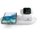 Wireless Charger Stand 3 in 1 for Apple Watch and AirPods Charging Station, Nightstand Mode for iWatch 6/SE/5/4/3/2, QI Smart Fast 15W Charging for iPhone Samsung and other Qi-Enabled Phone,（white）