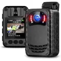 Mini Camera Full HD 1296P Handheld Night Vision Police Body Camera-32GB(Black)