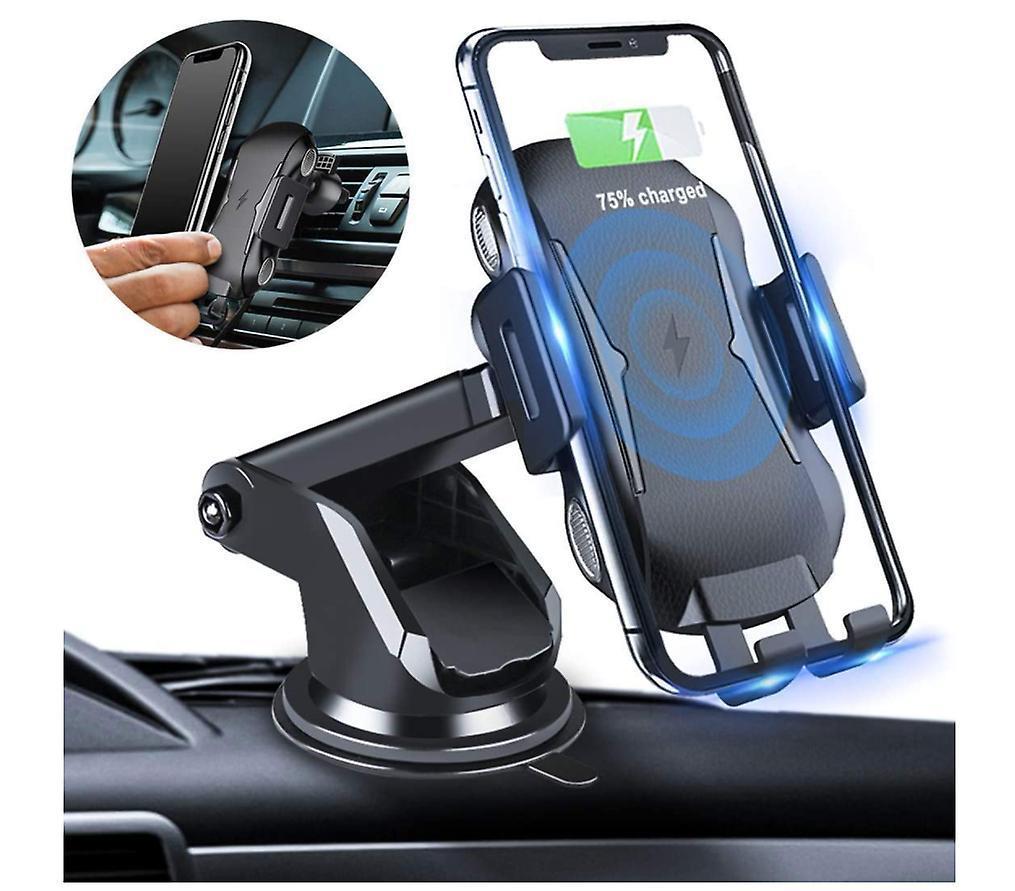 Wireless Car Charger Mount, Qi-enabled Phone 360°Rotating Automatic Clamping Gravity Wireless Car Charger Compatible With Apple IPhone XR/XS/XS Max/X/8, 10W For Galaxy S10/ Note 9/S9/S9+/ S8/ No(Black)