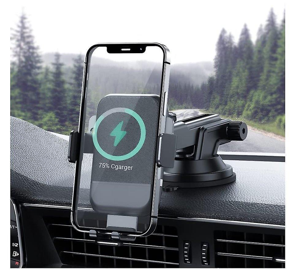 Wireless Car Charger,10W Qi Fast Charging Auto-Clamping Car Mount,Windshield Dash Air Vent Phone Holder Compatible with iPhone 12/Mini/11 Pro Max,Samsung Note 10(Black)