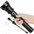 Rechargeable LED Torch,Super Bright Tactical Torch , 3 Light Modes, Zoomable, Waterproof Torch for Walking Emergency, Handheld Powerful Torches,（black）