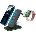 Wireless Charger,3 in 1 Qi-Certified Fast Wireless Charging Station for iWatch SE/6/5/4/3/2,Earphone,iPhone 13/13 Pro/13 Pro Max/12/12 Pro/12 Pro Max/11/11 Pro/XS Max/XR/8/8 P,（black）