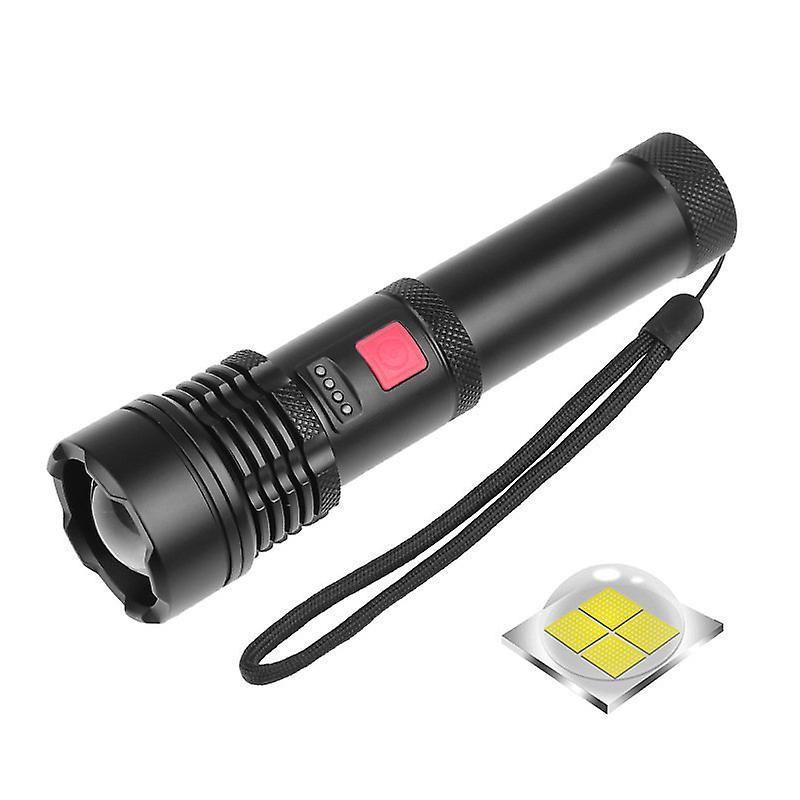 LED Torch USB Rechargeable Flashlight , XHP50 Super Bright Tactical Torch ,zoomable Waterproof Portable Handheld Torch with 5 Modes Flashlights for Camping Hiking Emergency,（black）