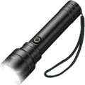 C20 Hand-Torch LED Super Bright 1100 Lumens Family Torch Rechargeable IP46 Waterproof Flashlight with 4000 mAh Rechargeable Battery, 6 Modes,（black）
