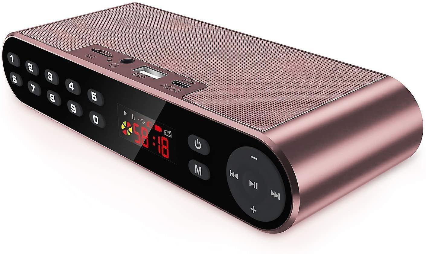 Portable, wireless bluetooth speaker with digital FM radio, MP6 player and powerful built-in microphone and two speakers,Red