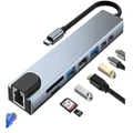 8 in 1 USB C Hub USB C Adapter for MacBook M1 Pro/Air with RJ45 Ethernet, 4K HDMI, 100W PD Charging, 2 USB C Ports, SD and TF Readers, USB C Docking Station for iPad Pro M1, Dell , XPS, Windows(Black)