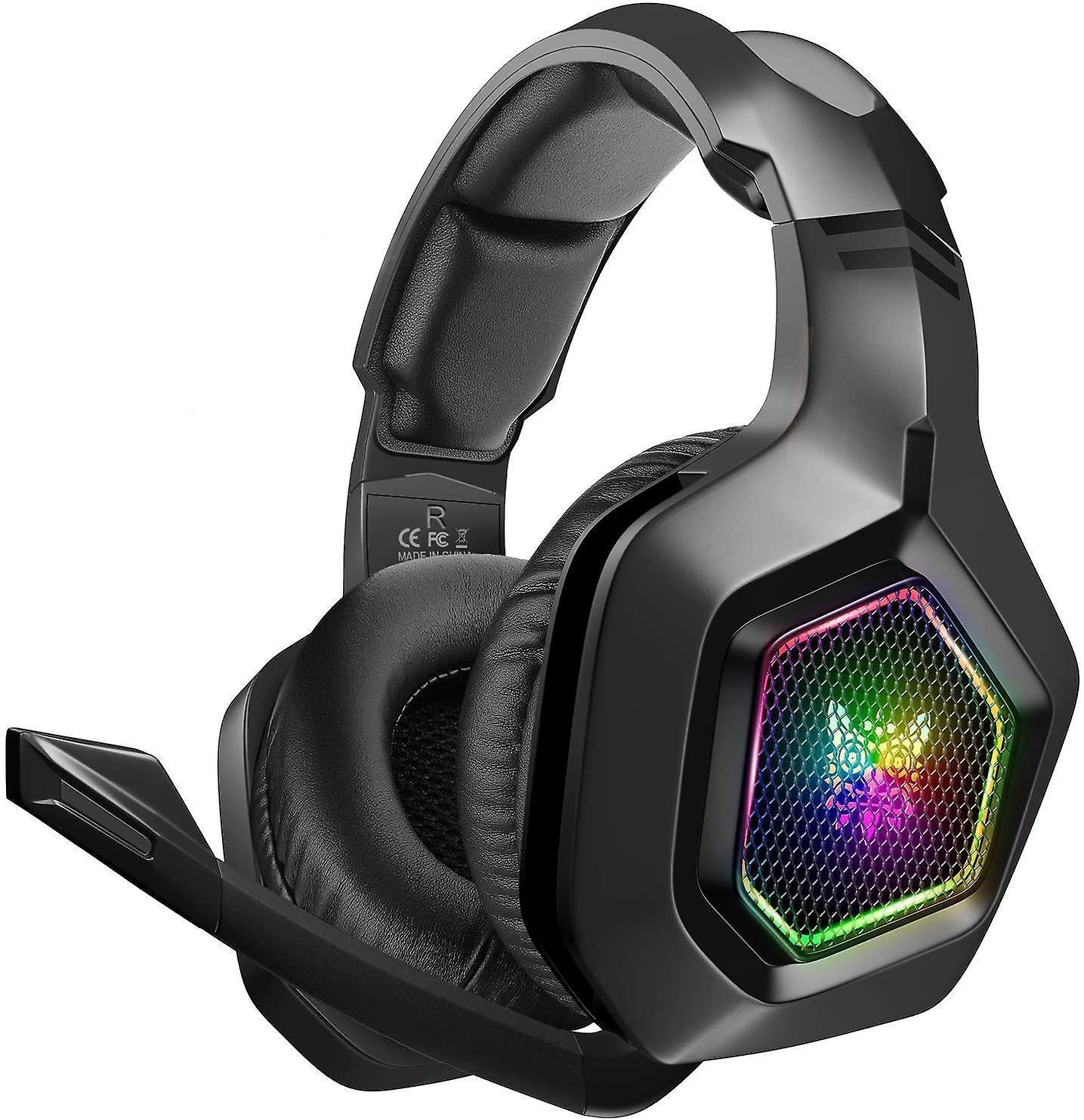 Gaming headset for PS4, PS5, Surround Stereo 3.5mm Gaming Headphones with Mic and RGB Rainbow Light for Xbox One Nintendo Switch PC Laptop Mac(black)