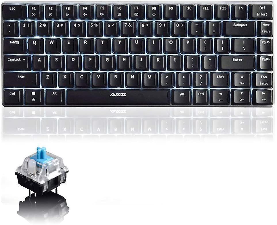 AK33 Mechanical Keyboard - Backlit - Wired USB Keyboard - Blue Switches - for Office, Typing and Games (Blue Switch)(Black)