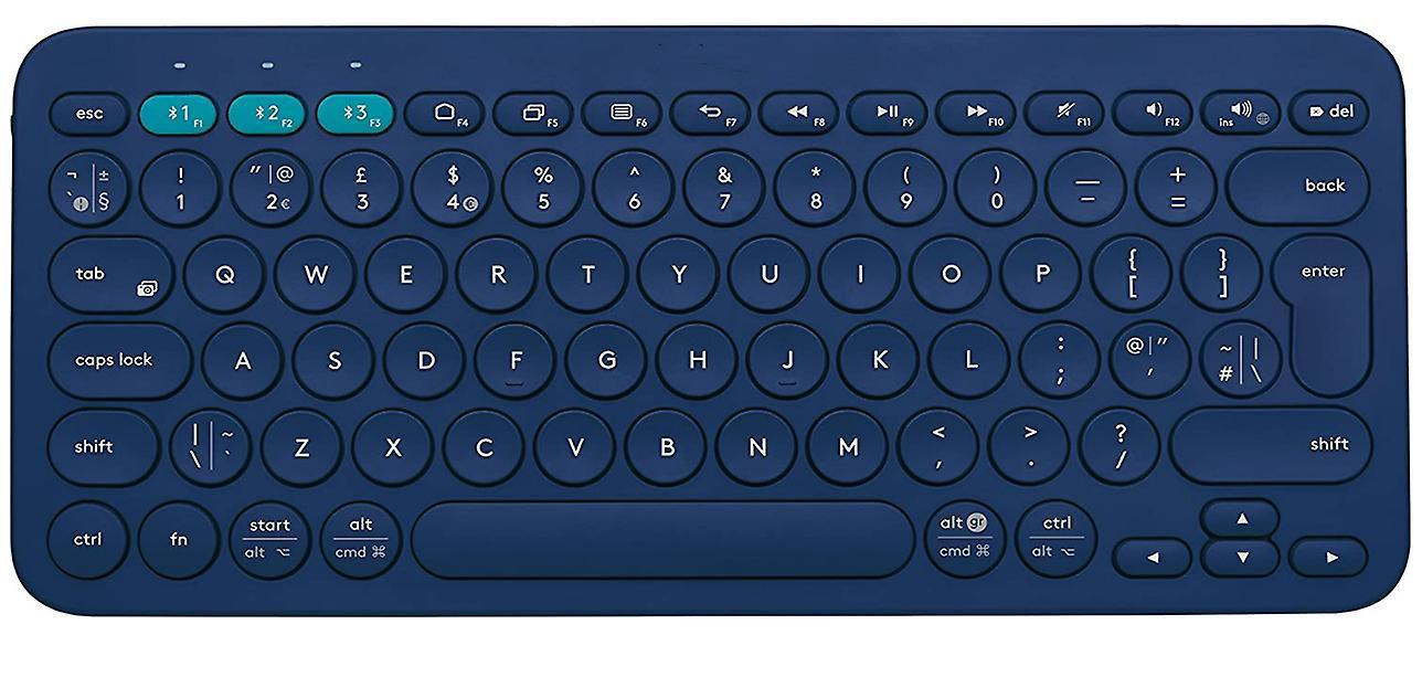 Keyboard,K380 Wireless Multi-Device Keyboard for Windows, Apple iOS, Apple TV android or Chrome, Bluetooth, Compact Space-Saving Design, QWERTY UK Layout(Blue)
