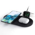 Wireless Charger Stand 3 in 1 for Apple Watch and AirPods Charging Station, Nightstand Mode for iWatch 6/SE/5/4/3/2, QI Smart Fast 15W Charging for iPhone Samsung and other Qi-Enabled Phone,（black）