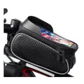 Bicycle Waterproof Frame Bag Large Capacity Mountain Road Trail Bike Accessories Storage Bag With TPU Touch Screen and Headphone Jack Phone Bag Handlebar Bag Suitable For Phones Up To 6.5 Inches(Black)