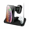 4 in 1 Wireless Charger for Apple Watch AirPods Pencil Charging Dock Station, Nightstand Mode for iWatch Series 5/4/3/2/1, Fast Charging for iPhone 11/11 Pro Max/XR/XS Max/Xs/X Samsung Galaxy,（black）