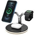 Wireless Charger Stand,3 in 1 USB Charging Station for Samsung | Magsafe Device Compatible with iPhone 12 | 12 Pro | 12 Pro Max | 12 Mini | Apple Watch 6 5 4 3 2 1 AirPods pro,（black）