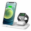 4 in 1 Wireless Charger,QI Fast Charging Station Dock for Apple Watch,iWatch,AirPods Pro/1/2,Charging Stand for iPhone 12/11/XR/XS/X/8/Samsung Galaxy Note 10/20/S10/S20 Ultra,（white）