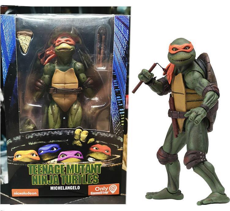 Goodgoods Kids Teens NECA TMNT Mutant Ninja Turtles 1990s Movie Action Figures Toys Gift(Orange)