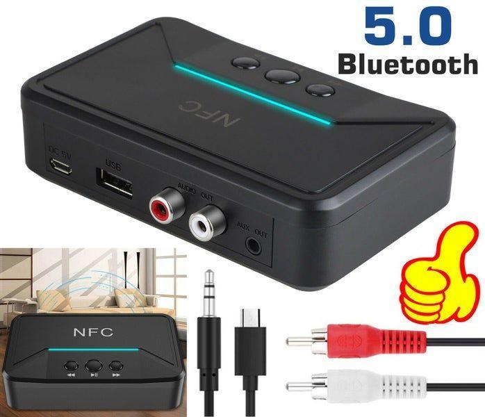 Wireless Bluetooth 5.0 NFC Music Receiver RCA 3.5mm Aux USB Stereo Audio Adapter