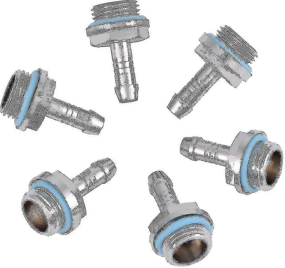 6 Pcs G1/4 Threaded Barb Fittings, Water Cooled Copper Fittings Copper Barb Fitting With Silicone Ring(7.2mm)