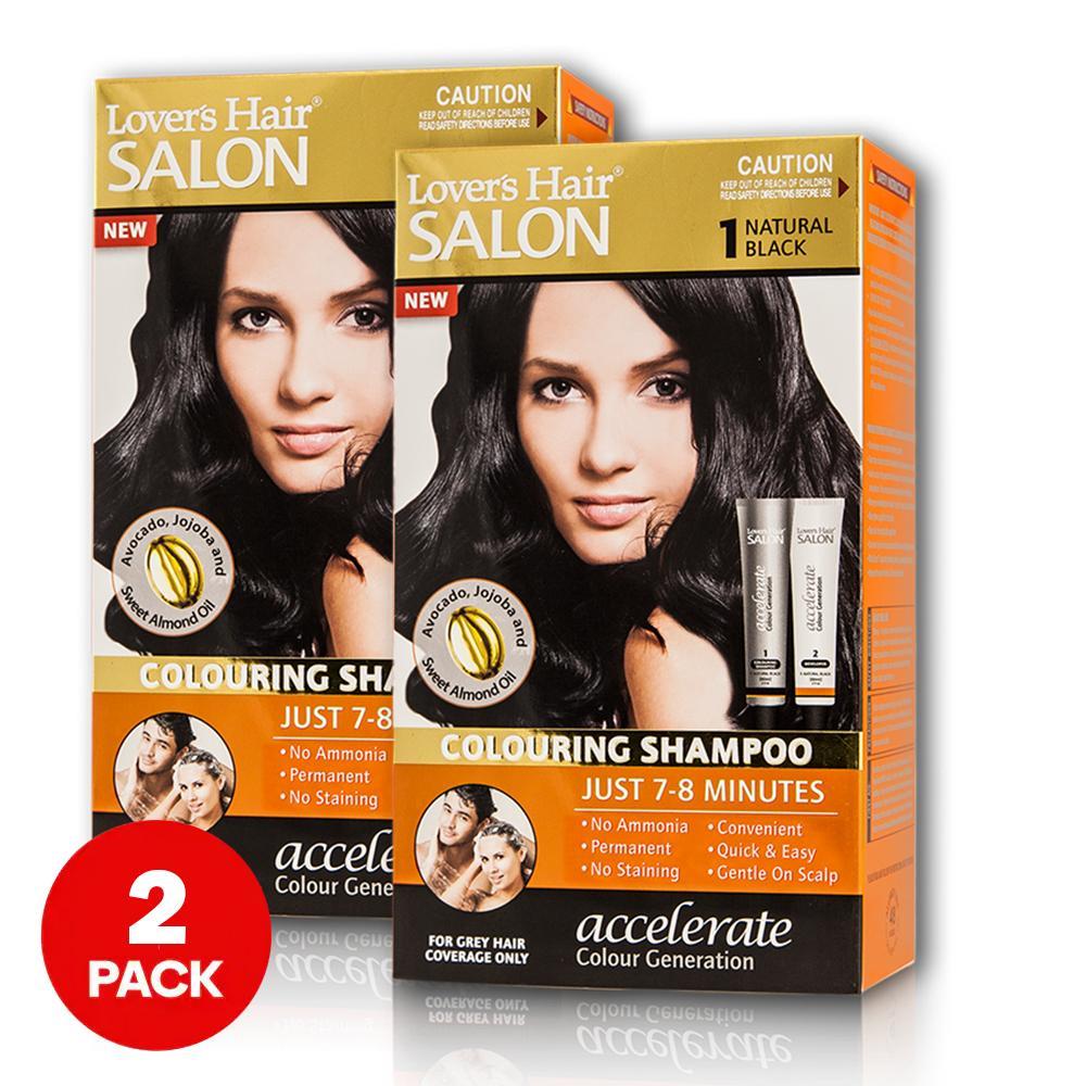 Pack of 2-Lover's Hair Salon Colouring Shampoo 1 Natural Black